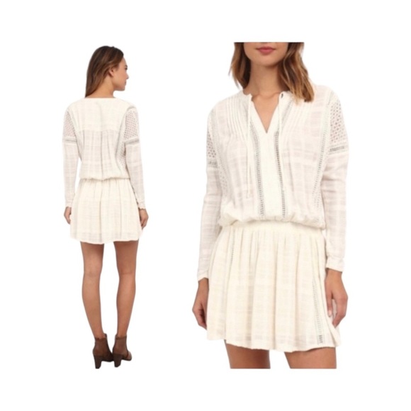 Free People Drop Waist Ivory Long Sleeve Dress​​ - Picture 1 of 8